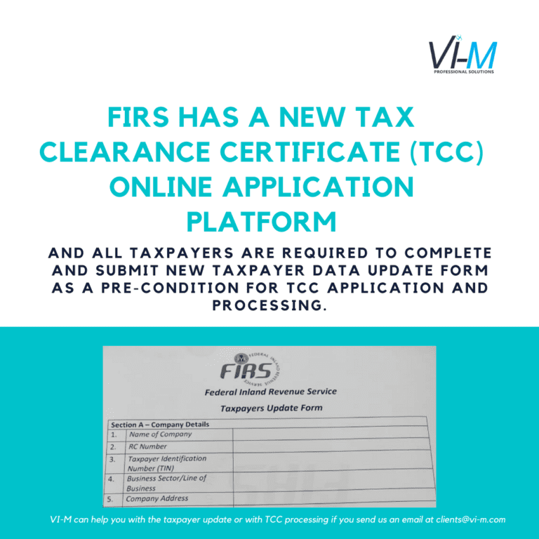 The FIRS’ New Online Tax Clearance Certificate (TCC) Application Portal